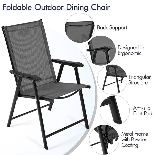 Set of 2 Outdoor Folding Dining Chairs Lightweight