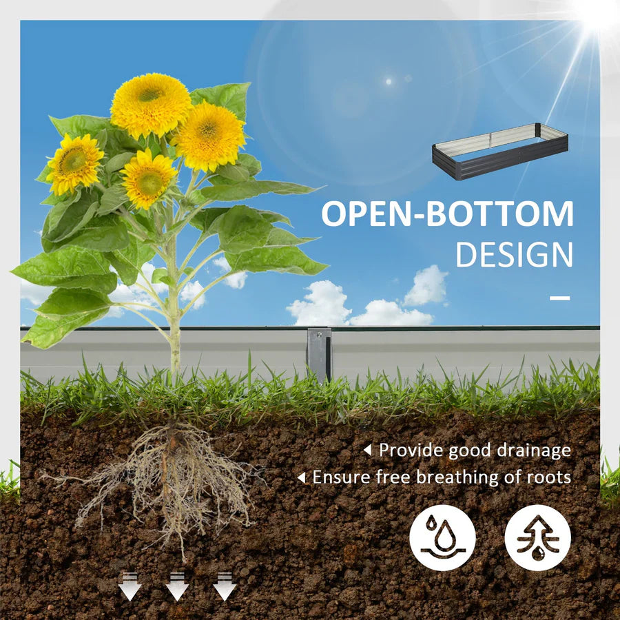 95" x 36" Metal Raised Garden Bed Galvanized Planter Box Outdoor Gardening
