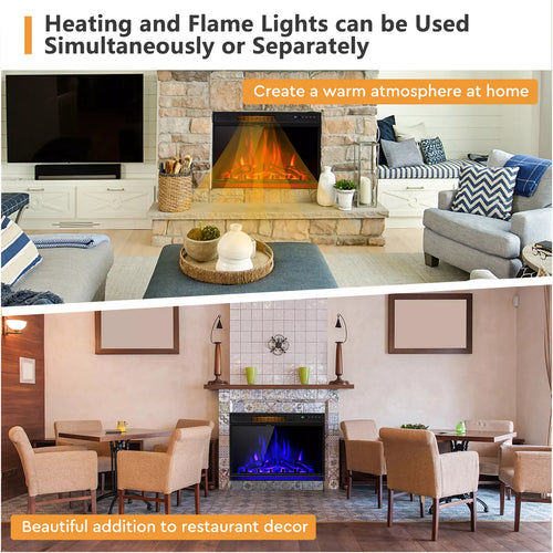 28" Recessed Electric Fireplace Heater 900W-1350W