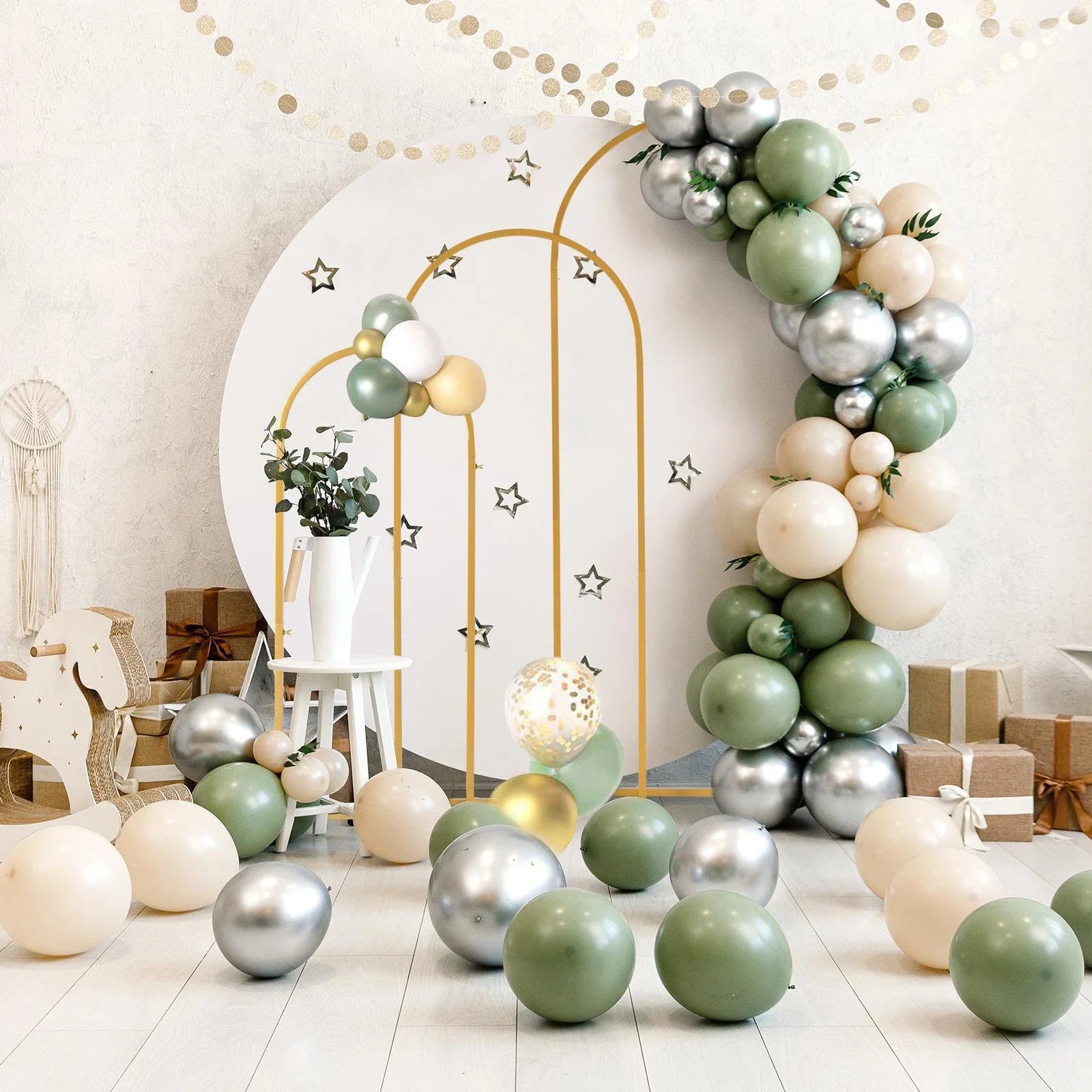 Gold Metal Wedding Arch Backdrop Stand Set of 3 Frames for Events