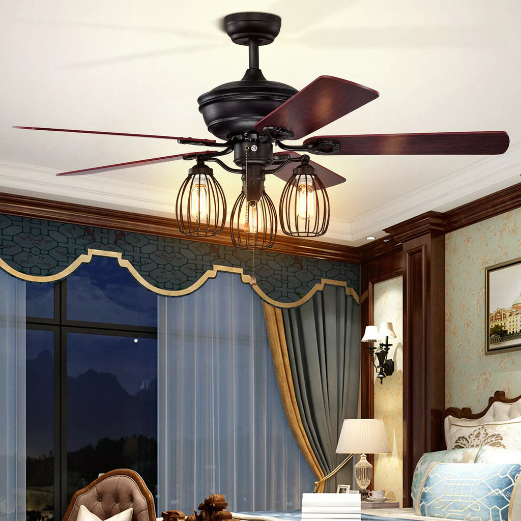 52" Ceiling Fan with Lights Quiet Motor & Reversible Blades