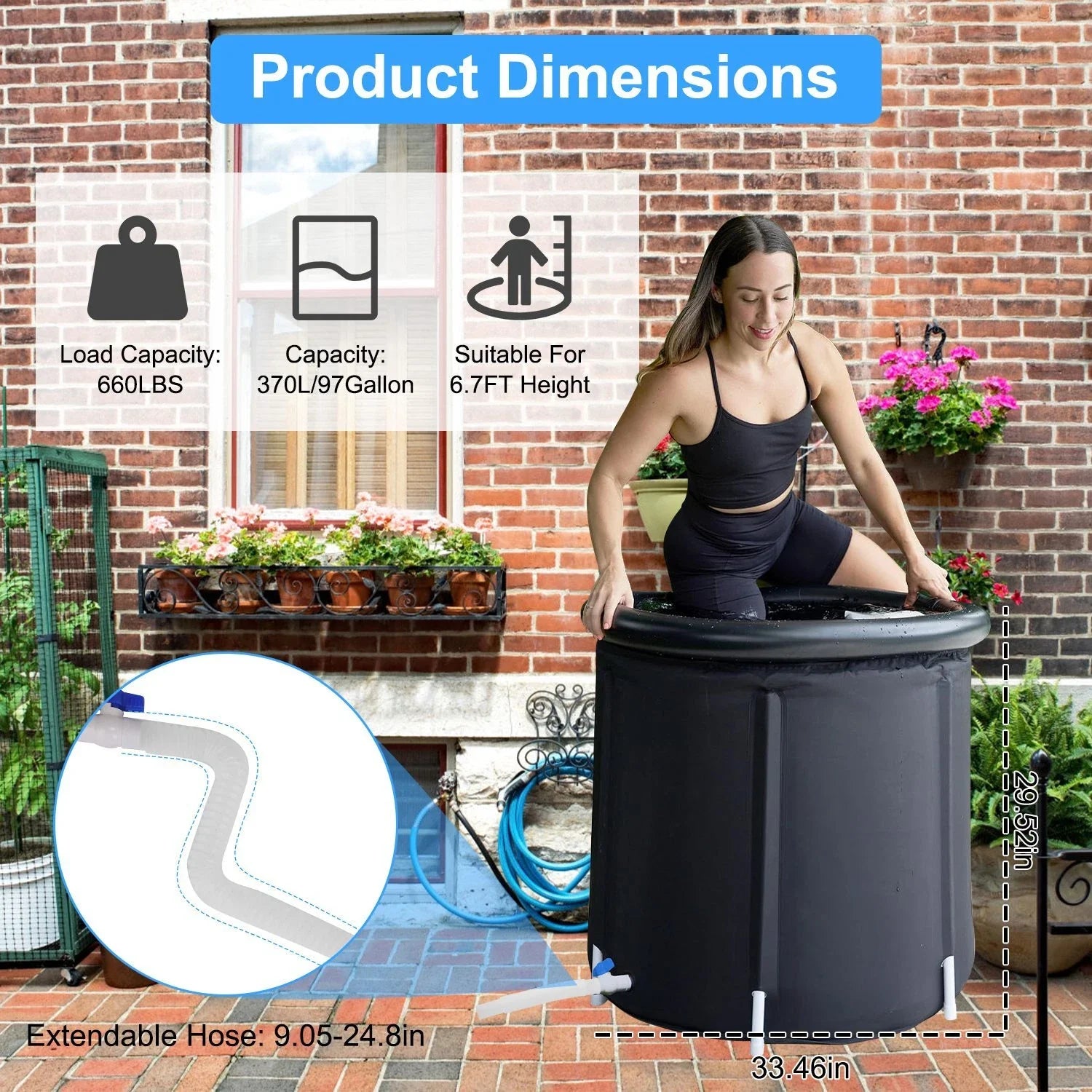 Portable Ice Bath Tub 97Gal Cold Plunge for Muscle Recovery Spa