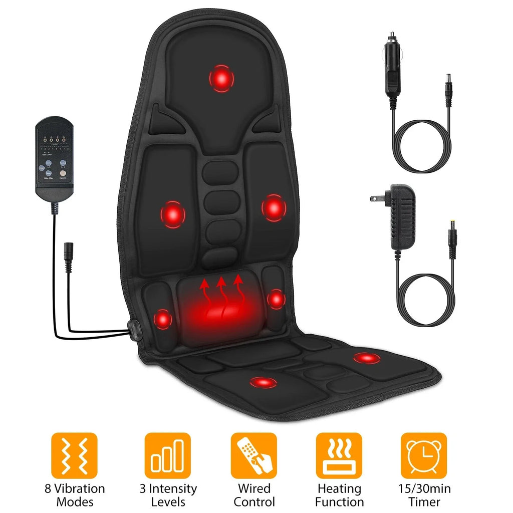 Vibrating Heated Massage Seat Cushion 7 Motors for Home & Car Comfort