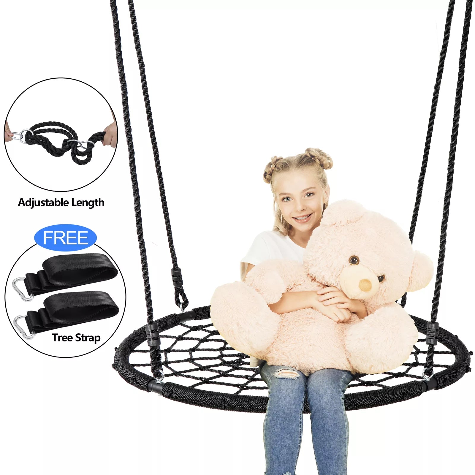 40" Outdoor Spider Web Tree Swing for Kids 600lb Weight Capacity