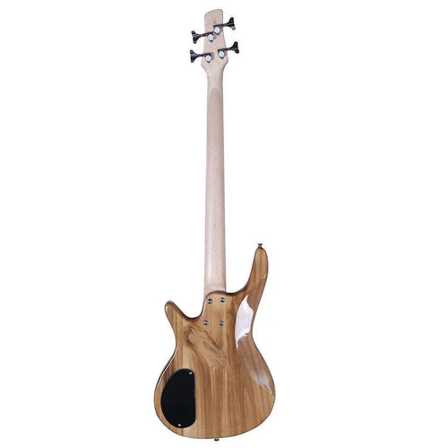 4-String Natural Wood Electric Bass Guitar with 34" Scale, Cable & Tool