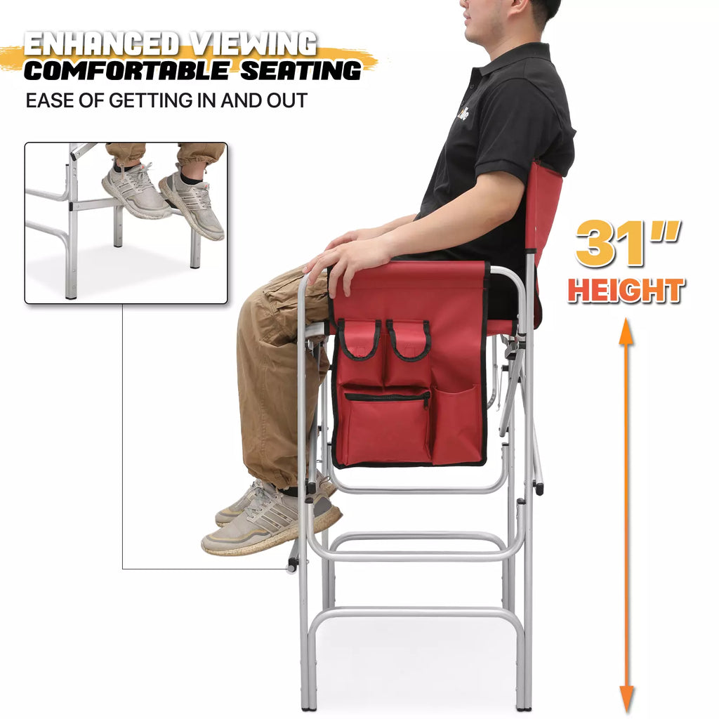 Red Folding Director Chair for Camping 23"x16" w/ Cup Holder