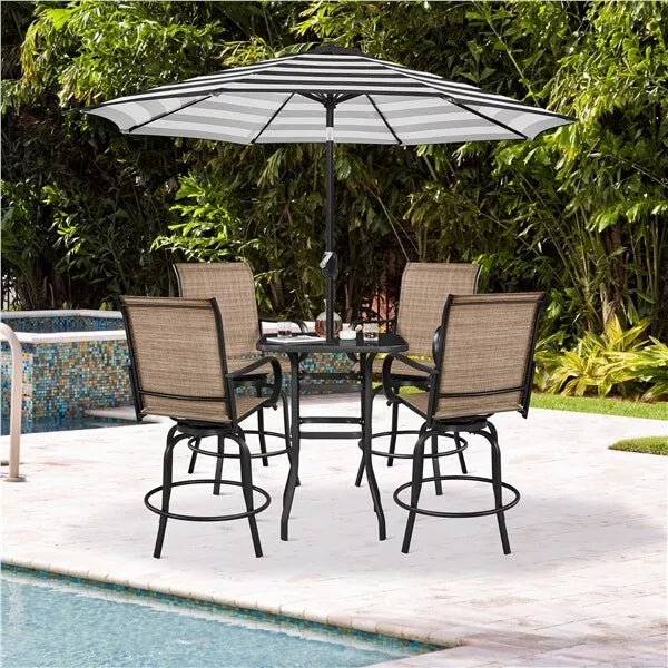 Outdoor Patio Swivel Bar Stools Set of 2 Texteline Bistro Chairs