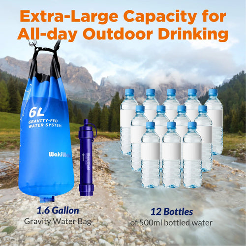 6L Gravity Water Filter System 4 Stage Camping Emergency Purifier
