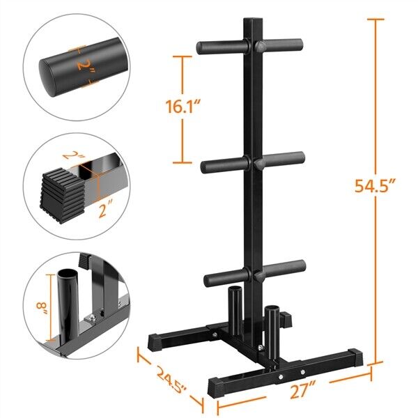 Heavy-Duty Olympic Plate Tree Rack Home Gym Weight Storage Stand