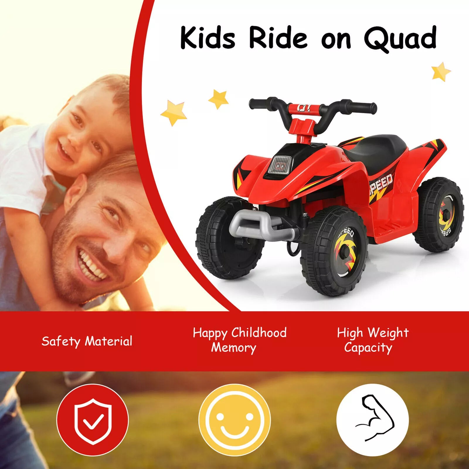 6V Kids Ride-On ATV Quad Battery Powered Toy Red