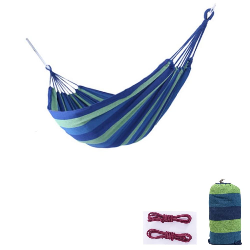 Outdoor Woven Cotton Hammock, 2 Person Camping Hammock Portable Lightweight with Carrying Bag, Ideal for Patio, Balcony, Patio Garden, Camping (L（250 * 100cm）, Red)