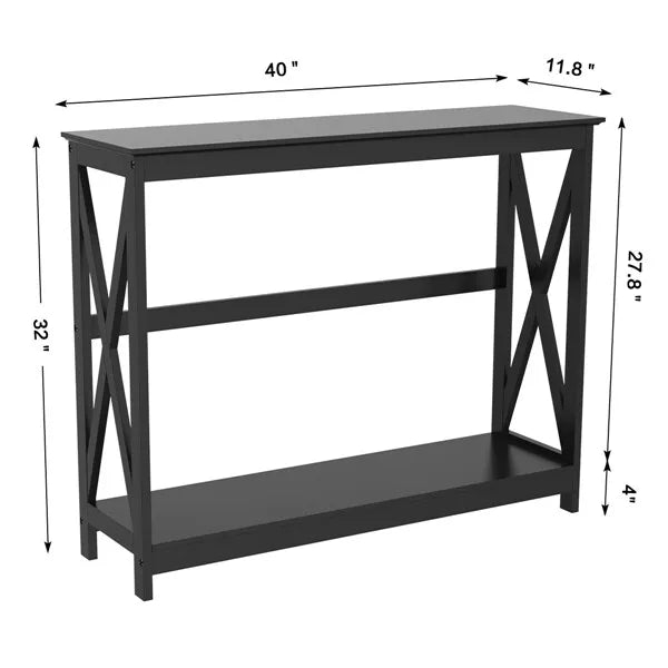 2-Tier X-Design Console Table Living Room Accent Furniture