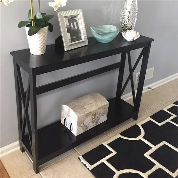 2-Tier X-Design Console Table Living Room Accent Furniture