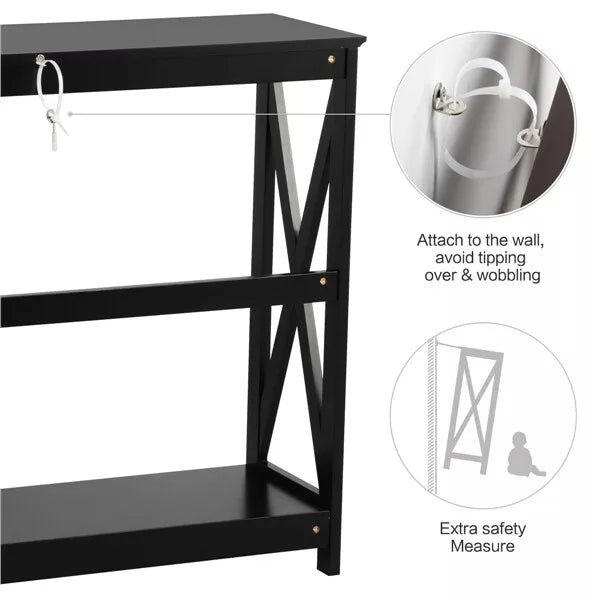 2-Tier X-Design Console Table Living Room Accent Furniture