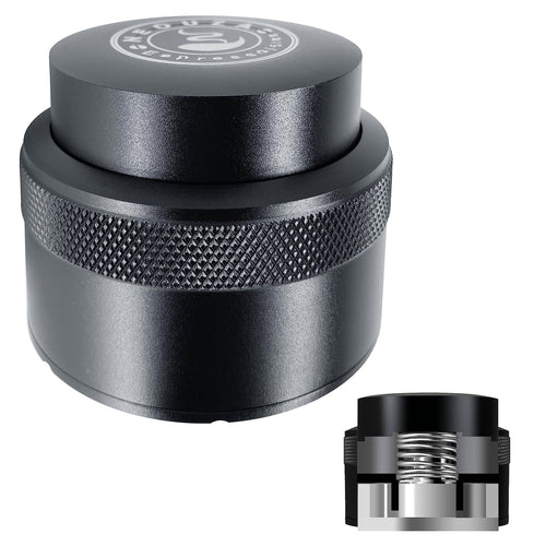 53mm Coffee Tamper Spring-Loaded Stainless Steel Flat Base Barista Leveler – Silver