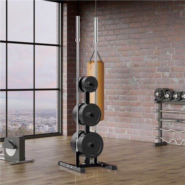 Heavy-Duty Olympic Plate Tree Rack Home Gym Weight Storage Stand
