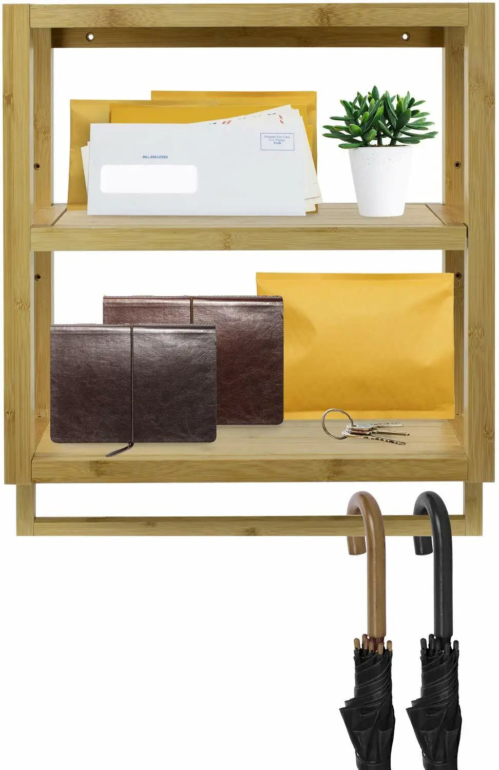 Bamboo Wall-Mounted Towel Rack and Shelf for Bathroom & Kitchen Storage