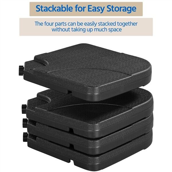 Outdoor Umbrella Base Stand 4-Piece Square Shaped Fillable Plates