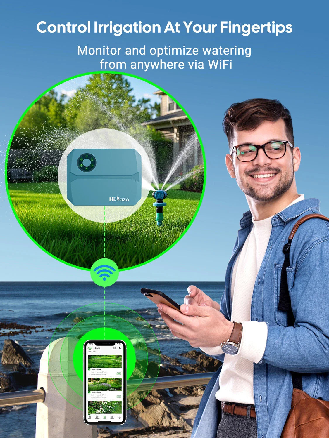 Smart 4 Zone WiFi Sprinkler Controller App Lawn Irrigation Timer
