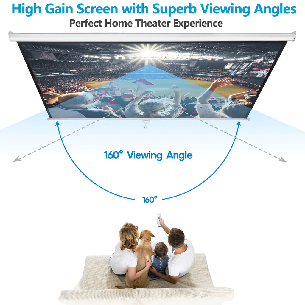 100" 16:9 HD Pull Down Projector Screen Home Office Use