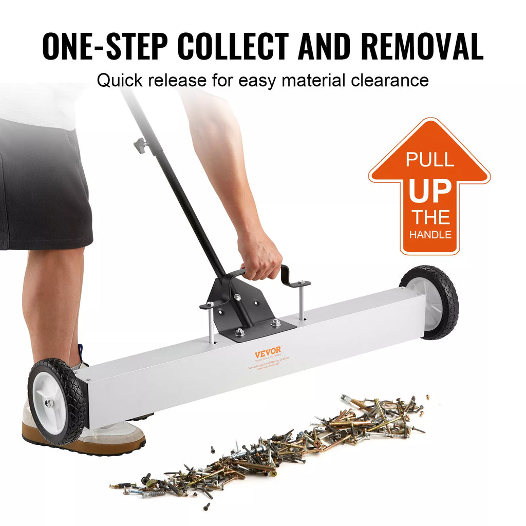 Magnetic Sweeper 36" with Wheels 55 lbs Capacity Adjustable Rod