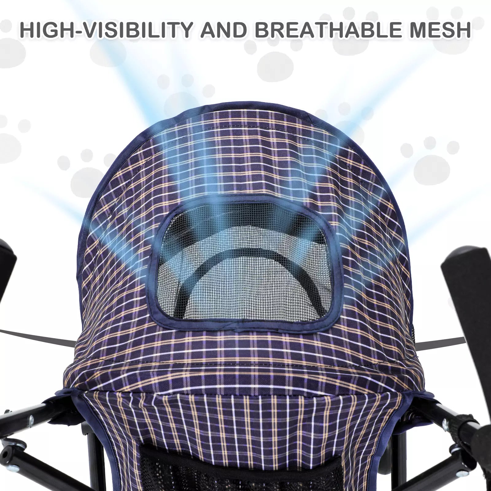 Foldable 4-Wheel Pet Stroller with Mesh Canopy and Rear Storage Basket