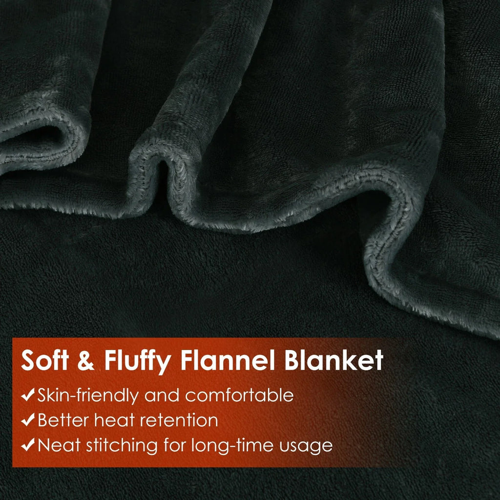 USB Heated Blanket Shawl with Zipper, Washable Flannel, 3 Heat Levels