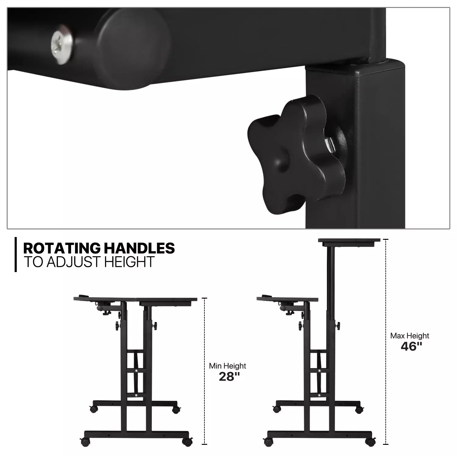 Adjustable Height Mobile Standing Desk Ergonomic Workstation