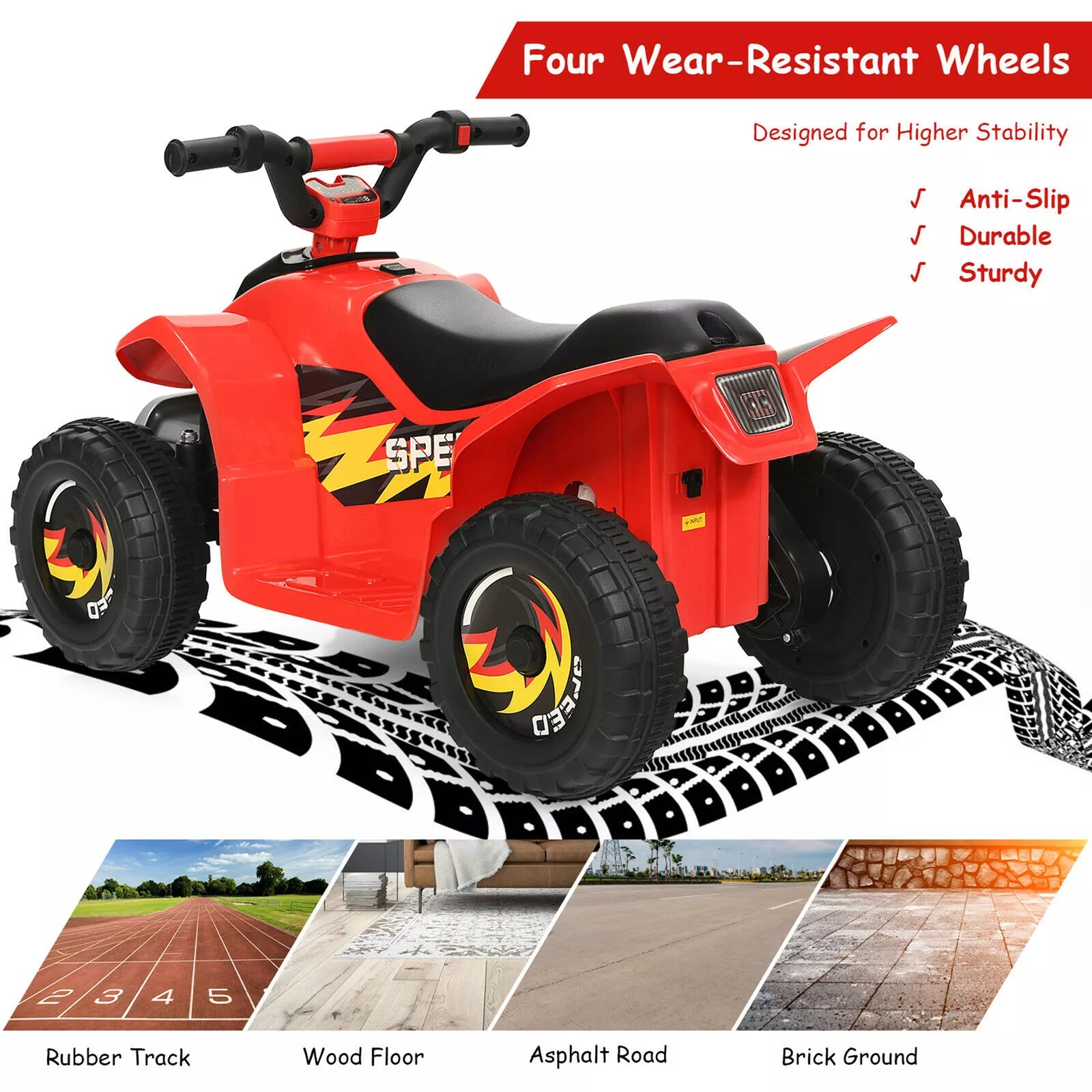 6V Kids Ride-On ATV Quad Battery Powered Toy Red