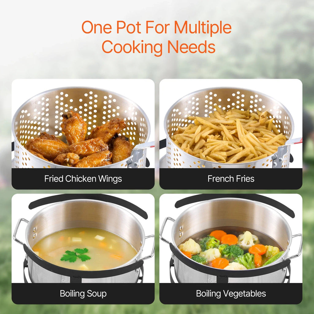 10Qt Propane Deep Fryer Set with Aluminum Pot, Basket & 54,000 BTU Burner
