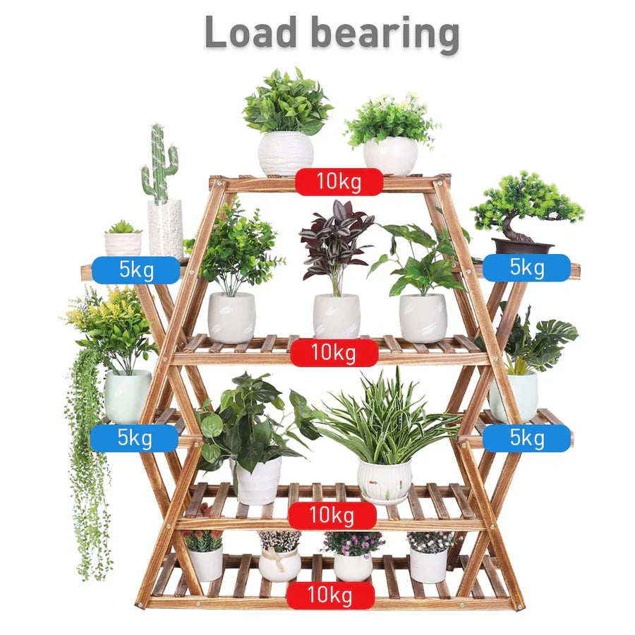 Large 8-Tier Wooden Plant Stand Indoor Outdoor Garden Display