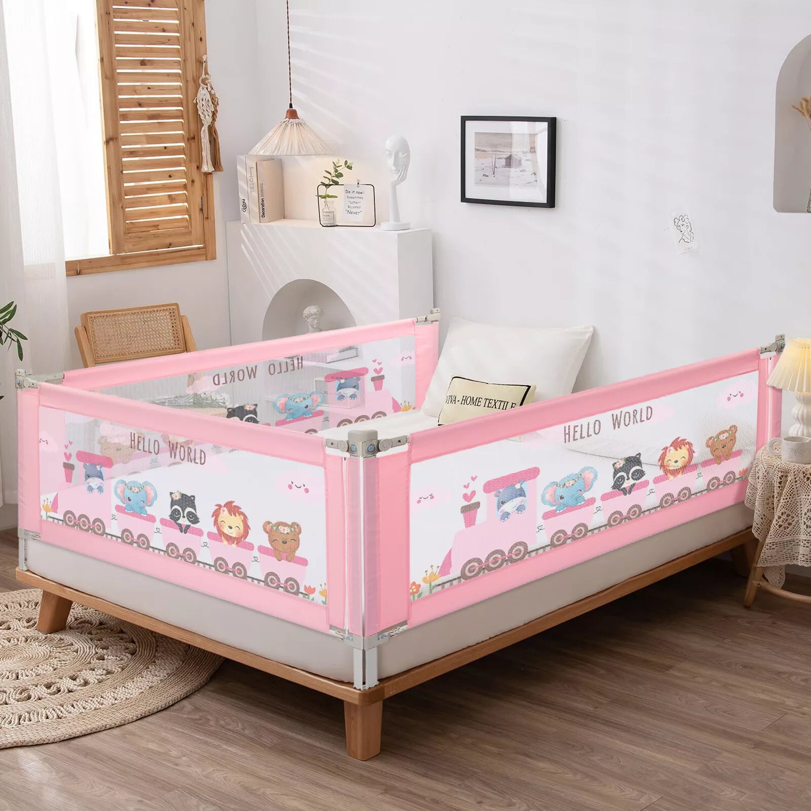 Adjustable 63" Extra Long Toddler Bed Rail Easy Access