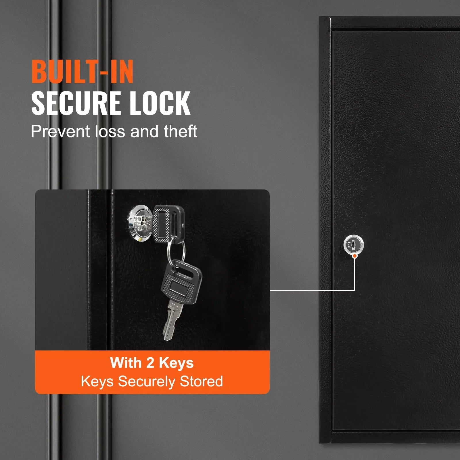Lockable 100-Key Cabinet Adjustable Hooks Wall Mounted Key Tags