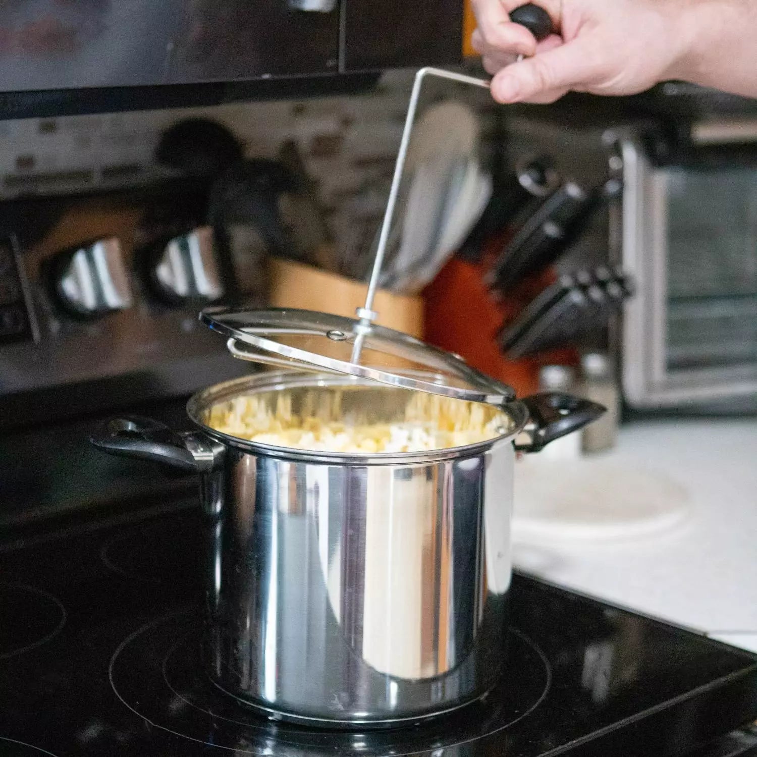 Stainless Steel Stovetop Popcorn Popper with Stirring Rod, 4.5L