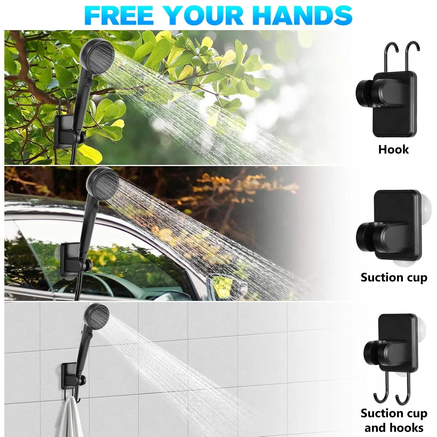 Rechargeable Camping Shower Pump with Display Filter & 4 Modes