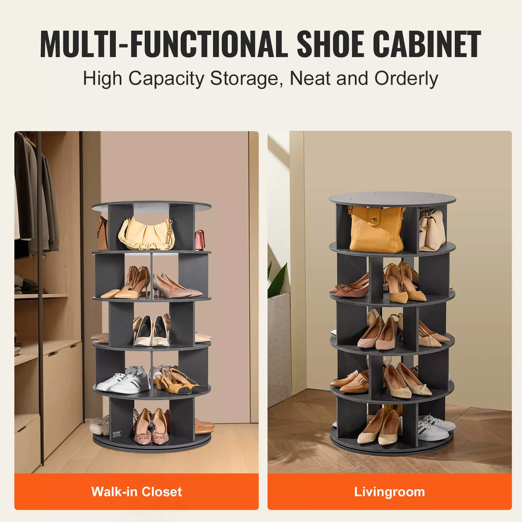5-Tier 360° Rotating Shoe Rack Space-Saving Organizer Tower