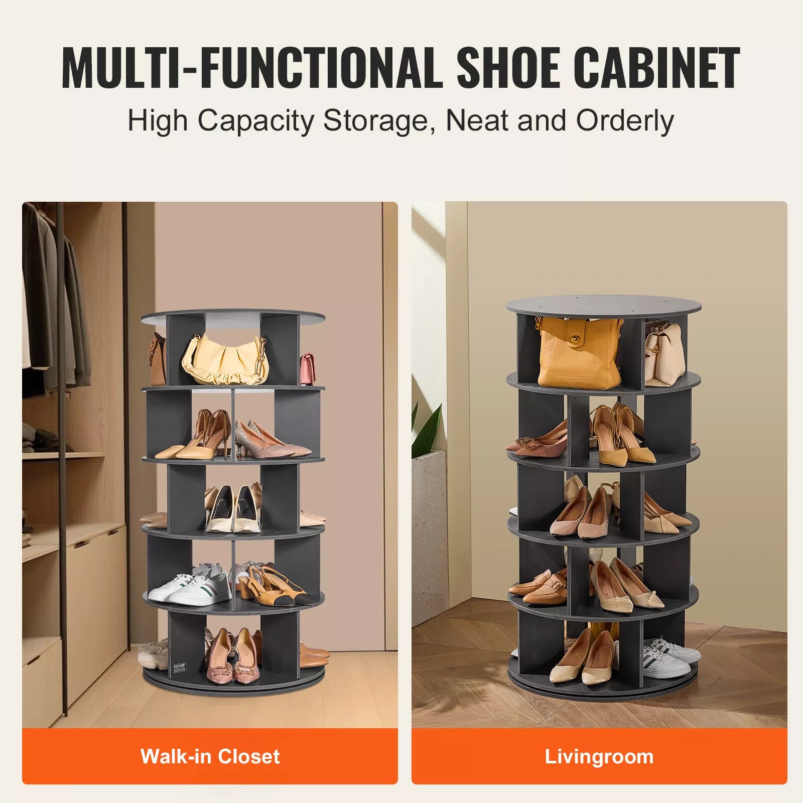 5-Tier 360° Rotating Shoe Rack Space-Saving Organizer Tower