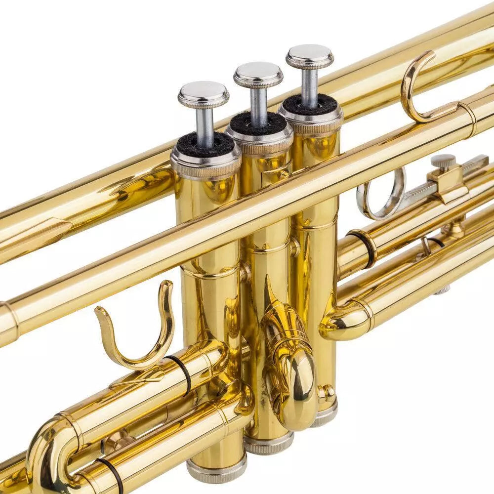 Bb Trumpet Beginner Set with Golden Finish and Hard Case for Students