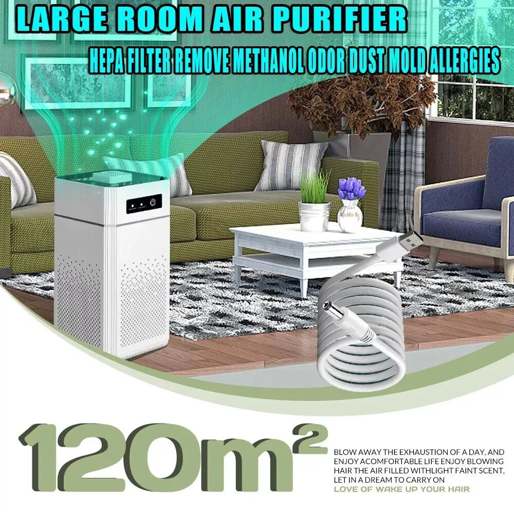 Portable HEPA Air Purifier USB Large Room Cleaner Smoke Dust Odor