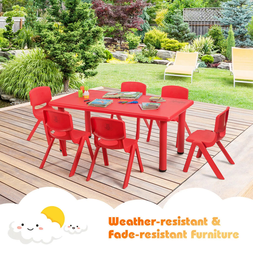 Kids Red Rectangular Play Table Home & Classroom