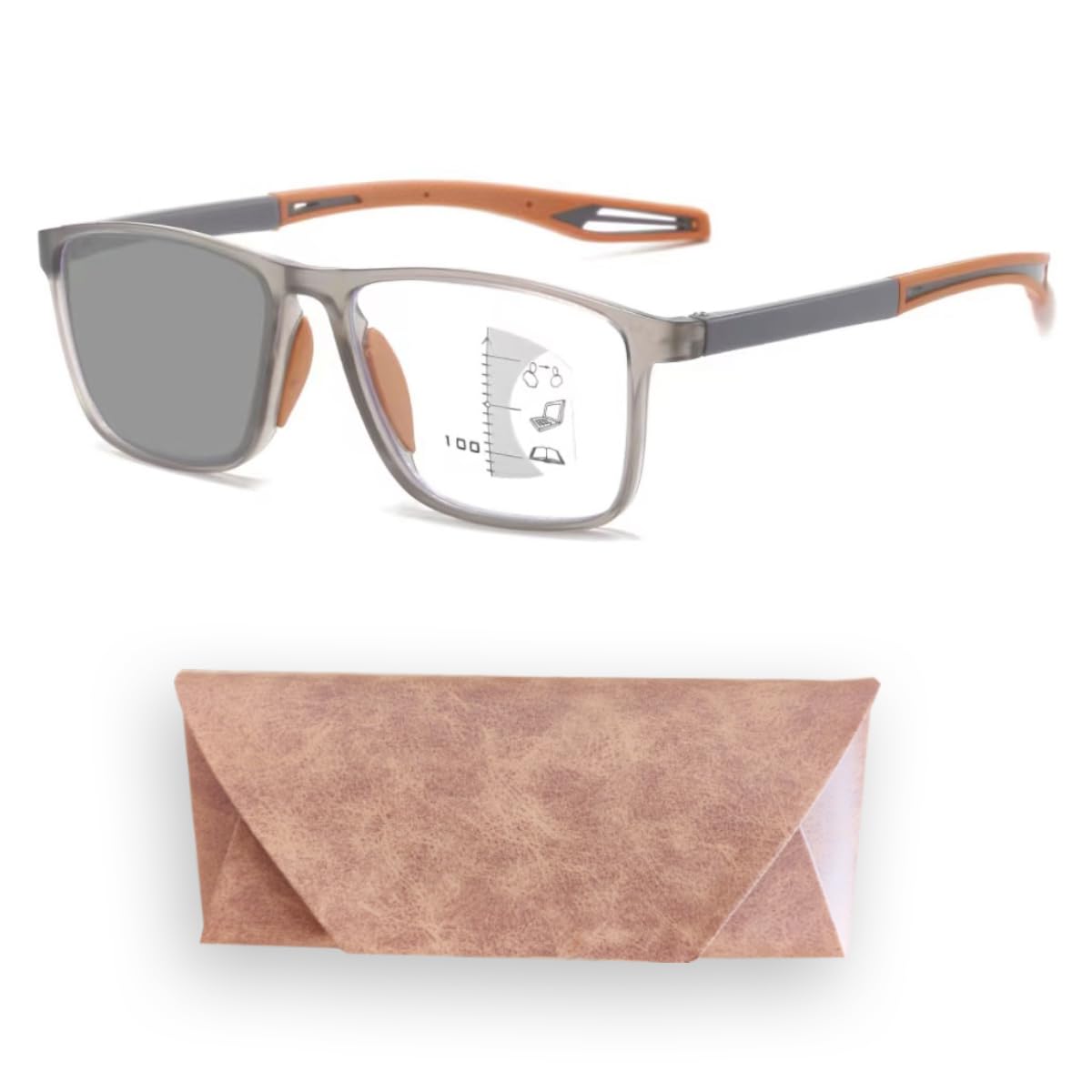 LTDOOIT Reading Glasses 2.5 for Women Men with Case, Bifocal Progressive Multifocal Photochromic Anti Blue Light Comfortable Lightweight Strong Reader Glass Square