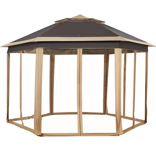 Hexagonal Outdoor Gazebo Canopy Tent Mesh Netting Garden Shelter