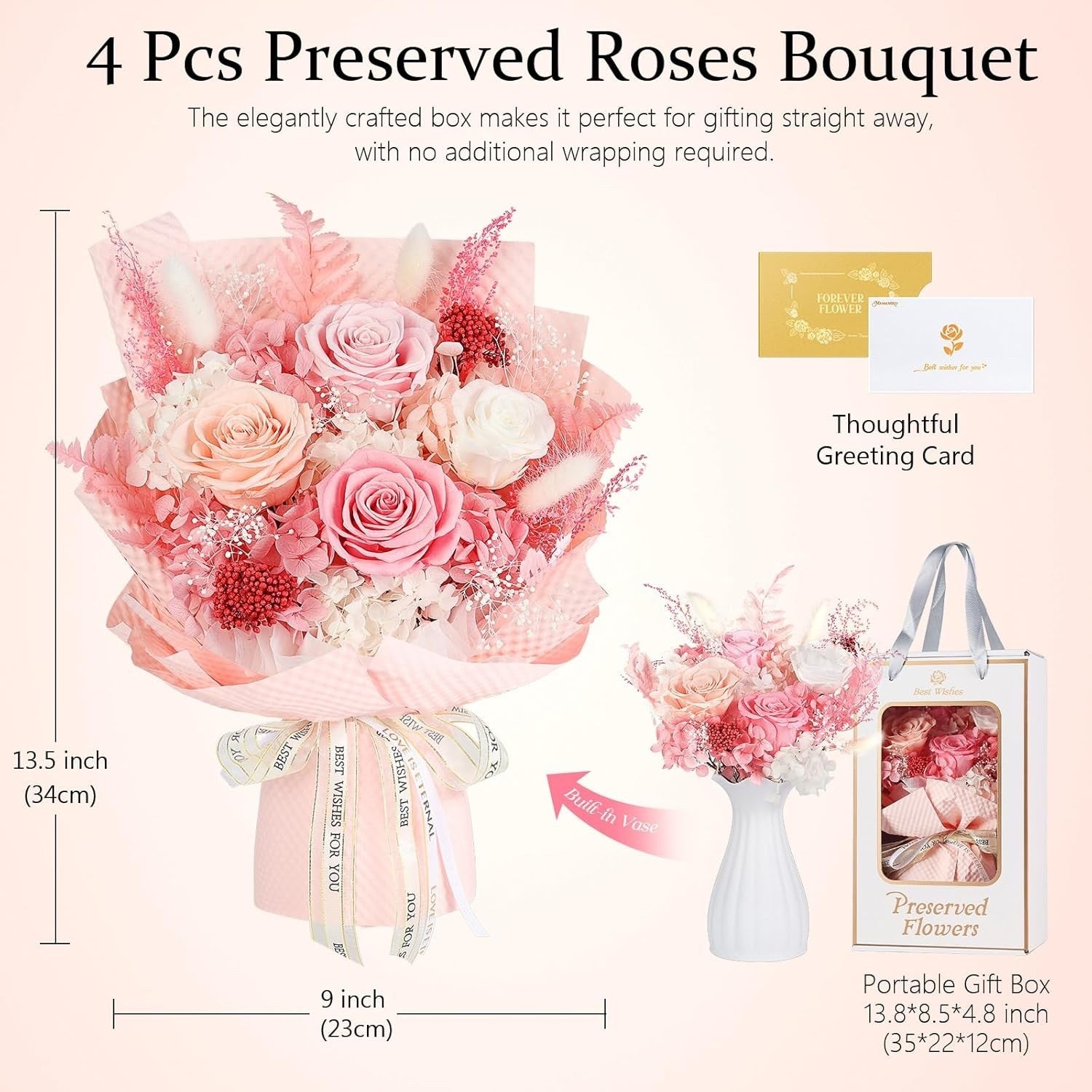 Real Roses Bouquet Forever Flowers Eternal Preserved Gifts for Woman