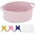 Small Woven Cotton Rope Storage Basket Nursery Organiser with Gift Bags & Ribbon
