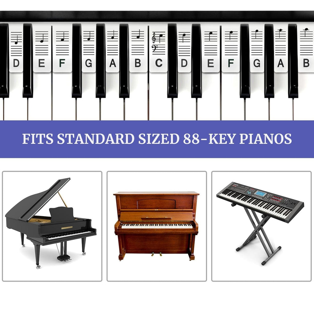 Piano Removable Piano Keyboard Note Labels to Key Keyboards Silicone Black 61Key