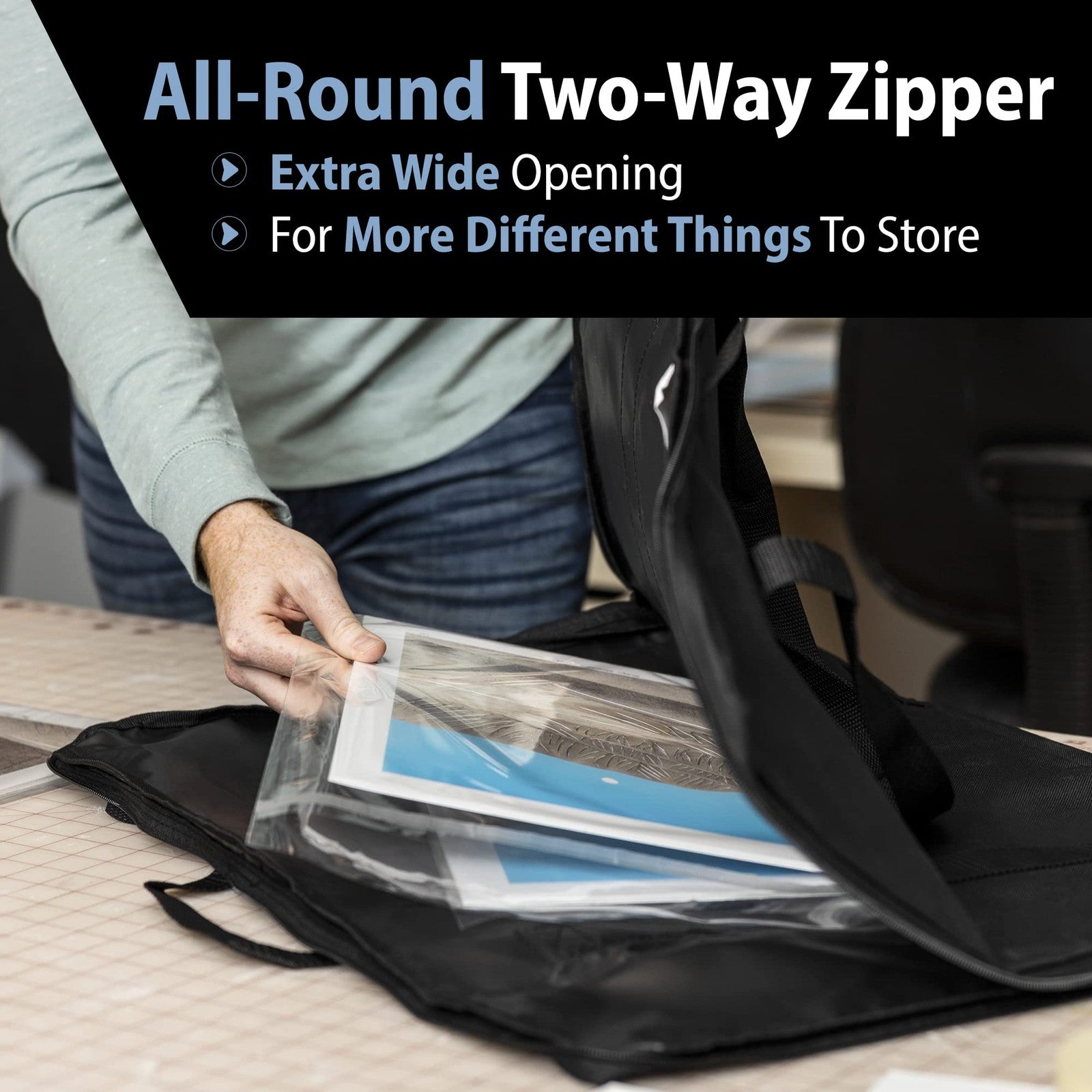 Sleek Space Art Portfolio Case Soft Professional Portfolio with Multi Handles