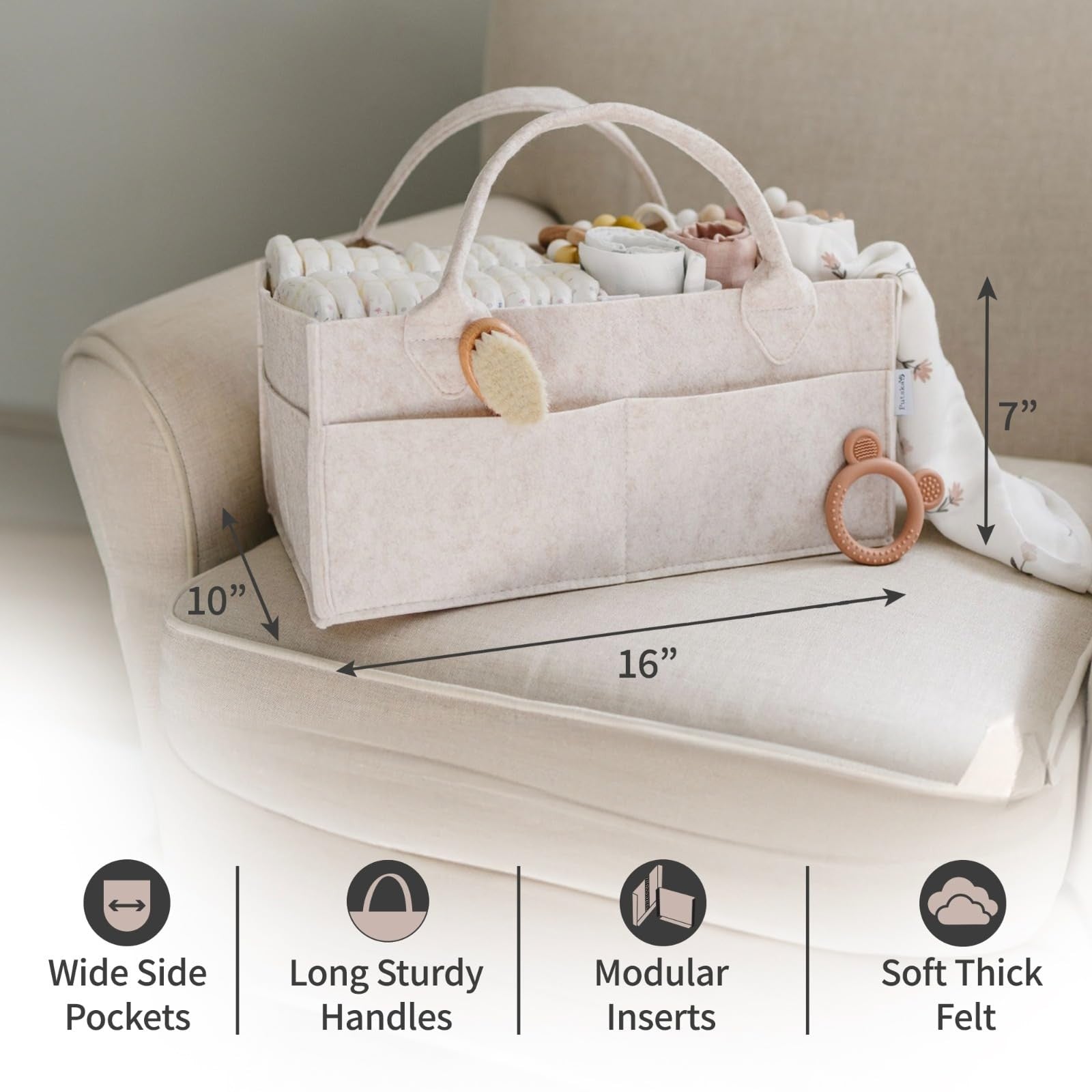 PUTSKA Baby Nappy Caddy Organizer Nursery Storage Basket – Mocha Extra Large