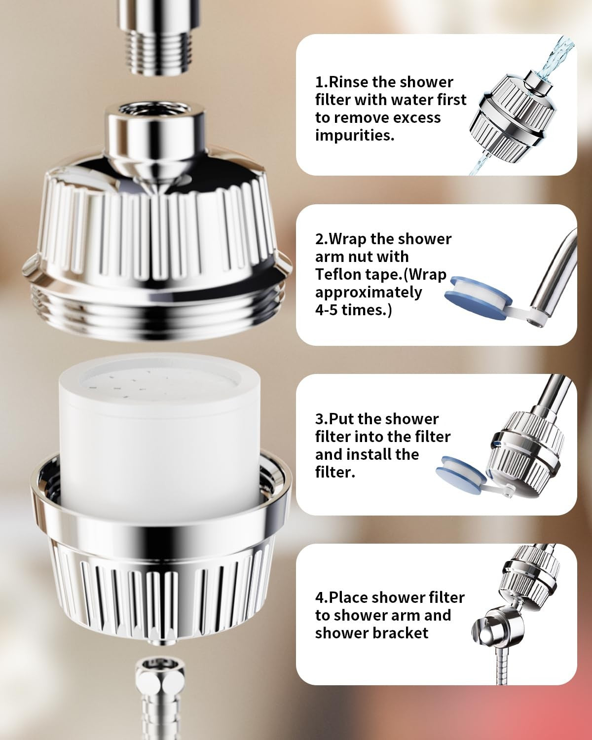 Cobbe 34 Stage Vitamin C Shower Filter, Water Softener Shower Head Filter