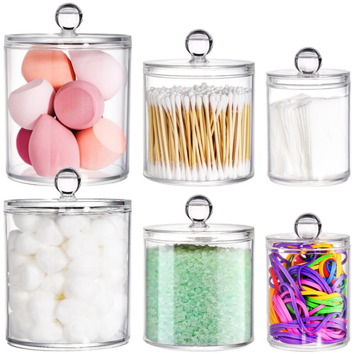 5PCS Acrylic Cotton Pad Holder with Lid 8/18/28 Oz