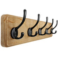 Heavy-Duty Wooden Coat Rack 5 Double Hooks Wall Mounted